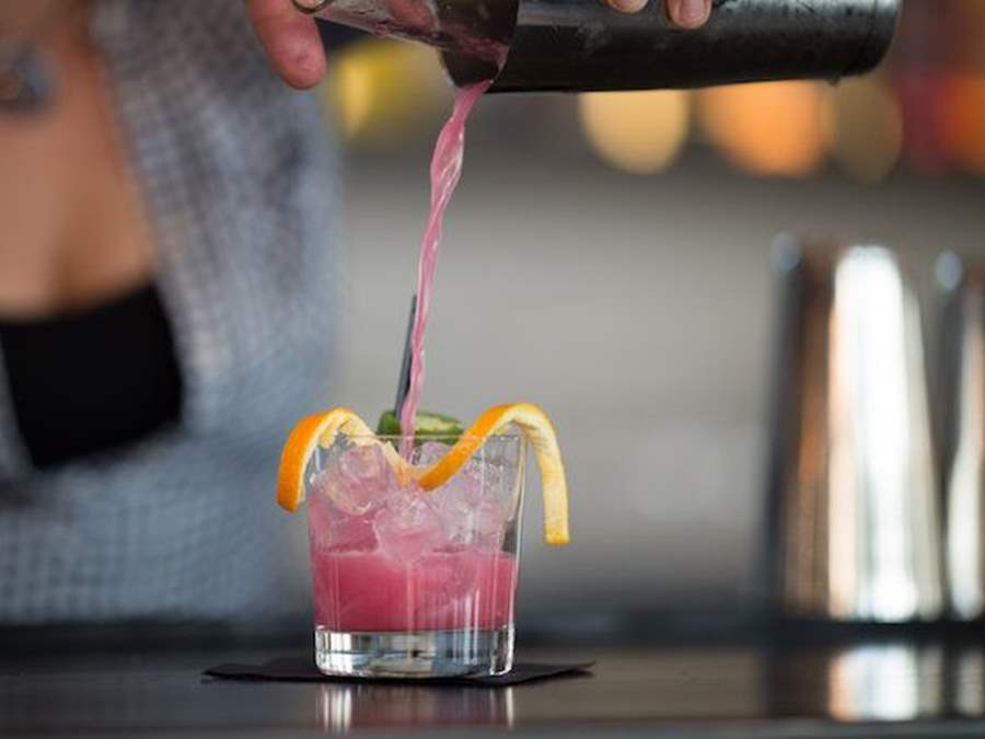 cocktail, mid-pour